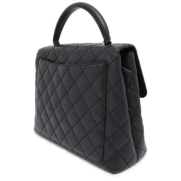 Chanel Handle Bag Caviar Mark Top Black Coco Matelasse - Picture 1 of 16